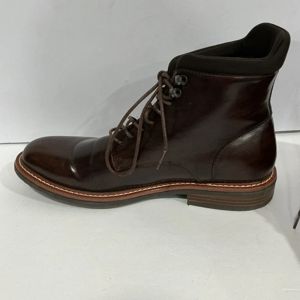 Mens Kenneth Cole REACTION Klay Flex Dark Brown Leather Lace Up Boots 7.5M